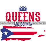 Country Map Nation National Puerto Rico Queens Red Color Quote Text Design Element Flag Emblem Badge Rican Symbol Latin Latino Latina White Background Caribbean Island Icon Global Official Sign Logo Clipart SVG