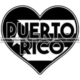 Country Map Nation National Puerto Rico Black Color Heart Quote Text Design Element Flag Emblem Badge Rican Symbol Latin Latino Latina Spanish Caribbean Clipart SVG