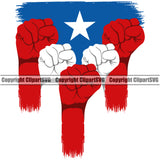 Country Map Nation National Puerto Rico Red And White Color Hand Fist Color Design Element Flag Emblem Badge Rican Symbol Latin Latino Latina Spanish Caribbean Island Icon Blue Star Official Sign Logo Clipart SVG