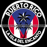 Country Map Nation National Puerto Rico La Isla Del Encanto Circle Color Logo Design Element Flag Emblem Badge Rican Symbol Latin Latino Latina Spanish Caribbean Island Icon Black Background Official Sign Logo Clipart SVG