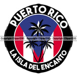 Country Map Nation National Puerto Rico La Isla Del Encanto Design Element Circle Design Flag Emblem Badge Rican Symbol Latin Latino Latina Spanish Caribbean Island Icon Global Official Sign Logo Clipart SVG