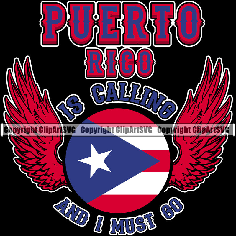 Country Map Nation National Puerto Puerto Rico Is Calling And I Must Go Wings Color Design Element Flag Emblem Badge Rican Symbol Latin Latino Latina Spanish Caribbean Island Icon Global Sign Logo Clipart SVG