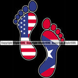 Country Map Nation National Puerto Rico Color Foot Step Black Background Design Element Flag Emblem Badge Rican Global Official Sign Logo Symbol Latino Latina Spanish Island Icon Clipart SVG