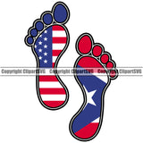 Country Map Nation National Puerto Rico Color Foot Step Design Element Flag Emblem Badge Rican Symbol Latin Latino Latina Spanish Sign Logo Caribbean Island Icon Global Official Clipart SVG