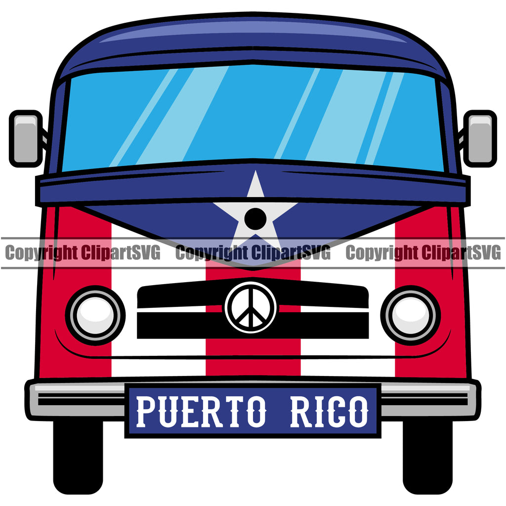 Country Map Nation National Puerto Emblem Badge Rican Symbol Rico Color Bus Design Element Flag Latin Latino Latina Spanish Caribbean Island Global Official Sign Logo Clipart SVG