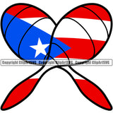 Country Map Nation National Puerto Rico Color Maracas Design Element Crossed Position Flag Emblem Badge Rican Symbol Latin Latino Latina Spanish Caribbean Icon Official Sign Logo Clipart SVG