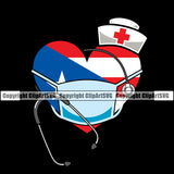Country Map Nation National Puerto Rico Nurse Heart Mask Color Design Element Flag Emblem Badge Rican Symbol Latin Latino Latina Spanish Caribbean Island Global Official Sign Logo Clipart SVG