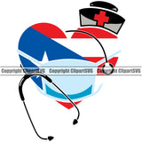 Country Map Nation National Puerto Nurse Heart And Mask Color Design Element Rico Flag Emblem Badge Rican Symbol Latin Latino Latina Spanish Caribbean Icon Global Sign Logo Clipart SVG