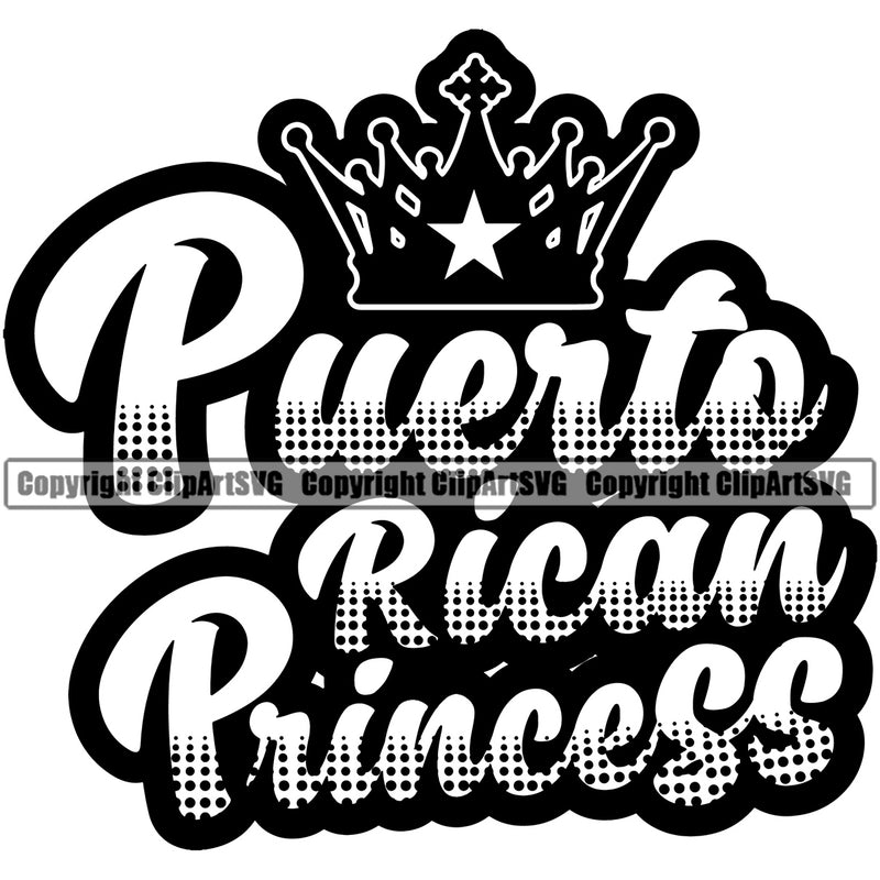 Country Map Nation National Puerto Rico Rican Princess Quote Design Element Text Flag Emblem Badge Rican Symbol Latin Latino Latina Caribbean Island Icon Global Sign Logo Clipart SVG