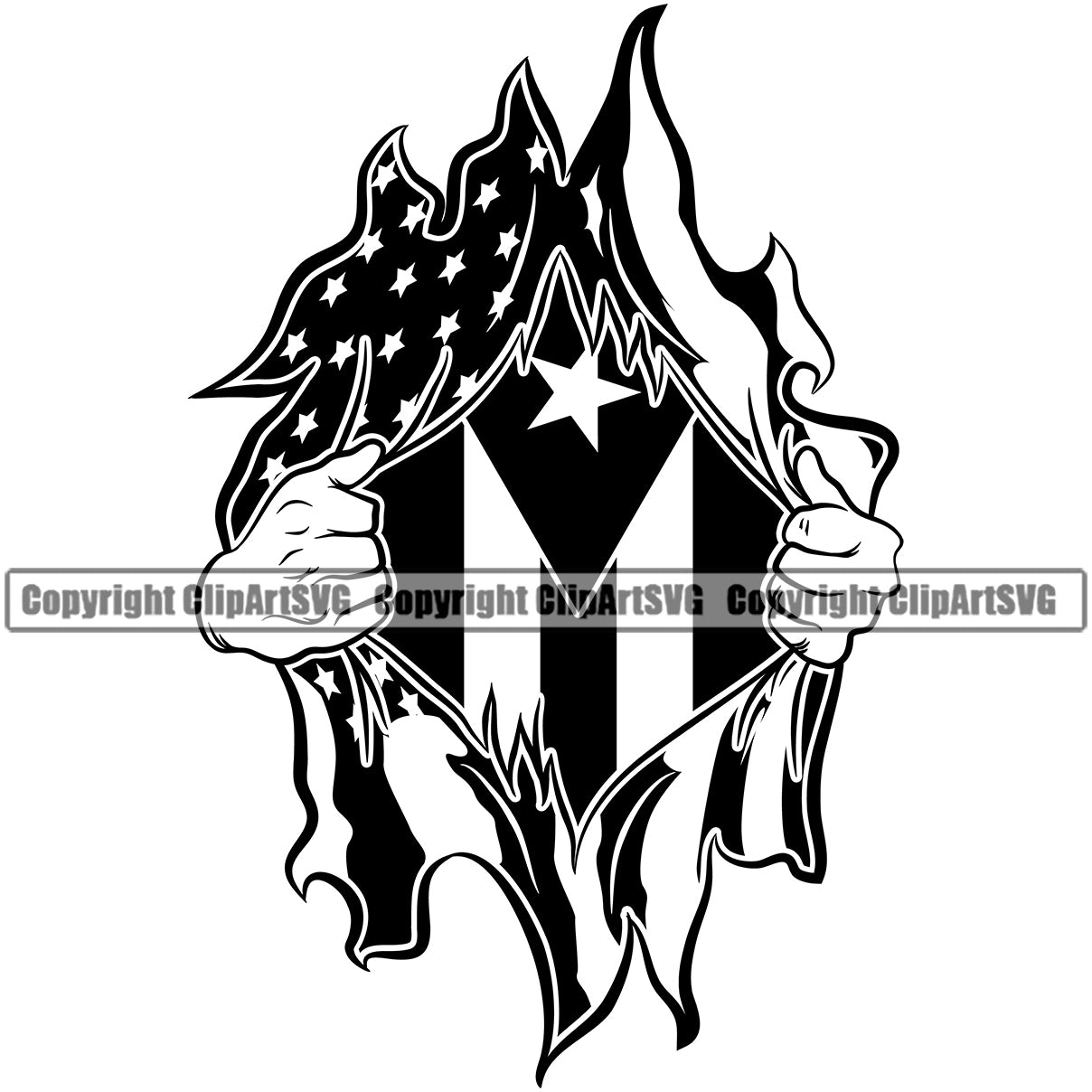 Country Map Nation National Puerto Rico Hand Hands Rip Ripping Shirt ...