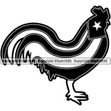 Country Map Nation National Puerto Rico Rooster Hen Black Color Design Element Flag Emblem Badge Rican Symbol Latin Latino Latina Spanish Caribbean Island Icon Global Official Vector Logo Clipart SVG