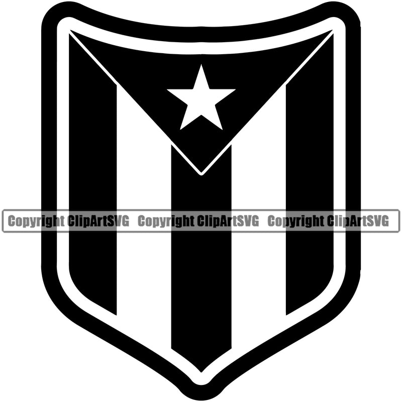 Country Map Nation National Puerto Rico Shield Design Element Color Vector Image Flag Emblem Badge Rican Symbol Latin Latino Latina Spanish Caribbean Island Icon Global Official Sign Logo Clipart SVG