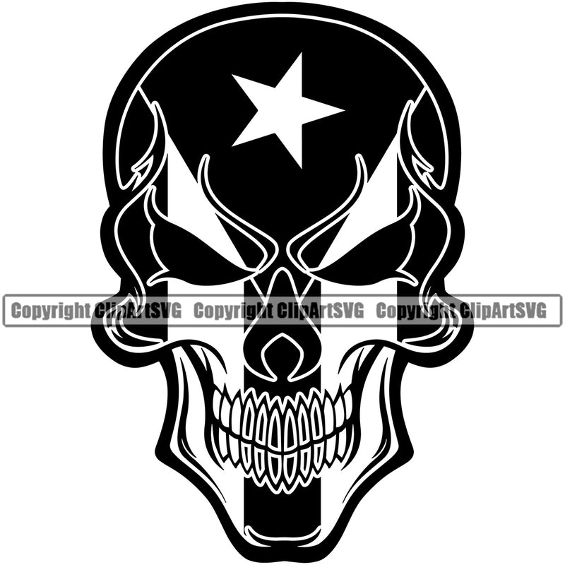 Country Map Nation National Puerto Rico Skull Skeleton Anole Open Black Color Design Element Flag Emblem Badge Rican Symbol Latin Latino Latina Spanish Caribbean Island Icon Global Official Sign Logo Clipart SVG