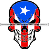 Country Map Nation National Puerto Rico Skull No Eyes Color Skeleton Design Element Flag Emblem Badge Rican Symbol Latin Latino Latina Spanish Island Icon Official Sign Logo Clipart SVG
