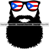 Country Map Nation National Puerto Wearing Sunglasses Beard Color Design Element Rico Flag Emblem Badge Rican Symbol Latin Latino Spanish Island Icon Global Official Sign Logo Clipart SVG