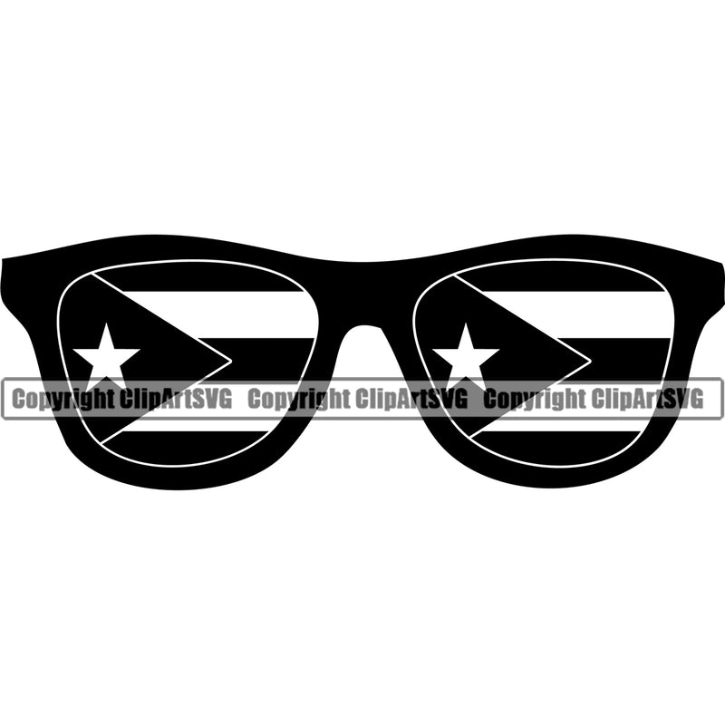 Country Map Nation National Puerto Rico Sunglasses Beard Black Color Design Element Flag Emblem Badge Rican Symbol Latino Latina Spanish Island Icon Global Official Sign Logo Clipart SVG
