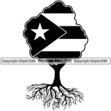 Country Map Nation National Puerto Tree Roots Black Color Design Element Rico Flag Badge Rican Symbol Latin Latino Spanish Caribbean Island Icon Global Official Sign Logo Clipart SVG