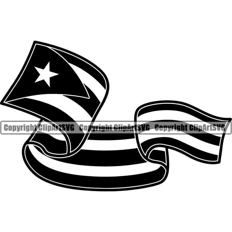 Country Map Nation National Puerto Rico Country Flag Wavy Design Element Emblem Badge Rican Symbol Latin Latino Latina Spanish Caribbean Island Icon Global Official Sign Clipart SVG