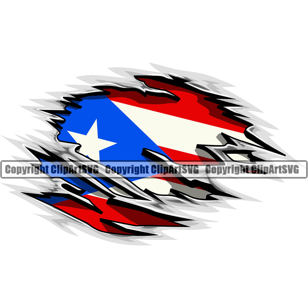 Country Map Nation National Puerto Torn Color Design Element Flag Emblem White Background Rican Symbol Latin Latino Latina Spanish Island Icon Global Official Sign Logo Clipart SVG