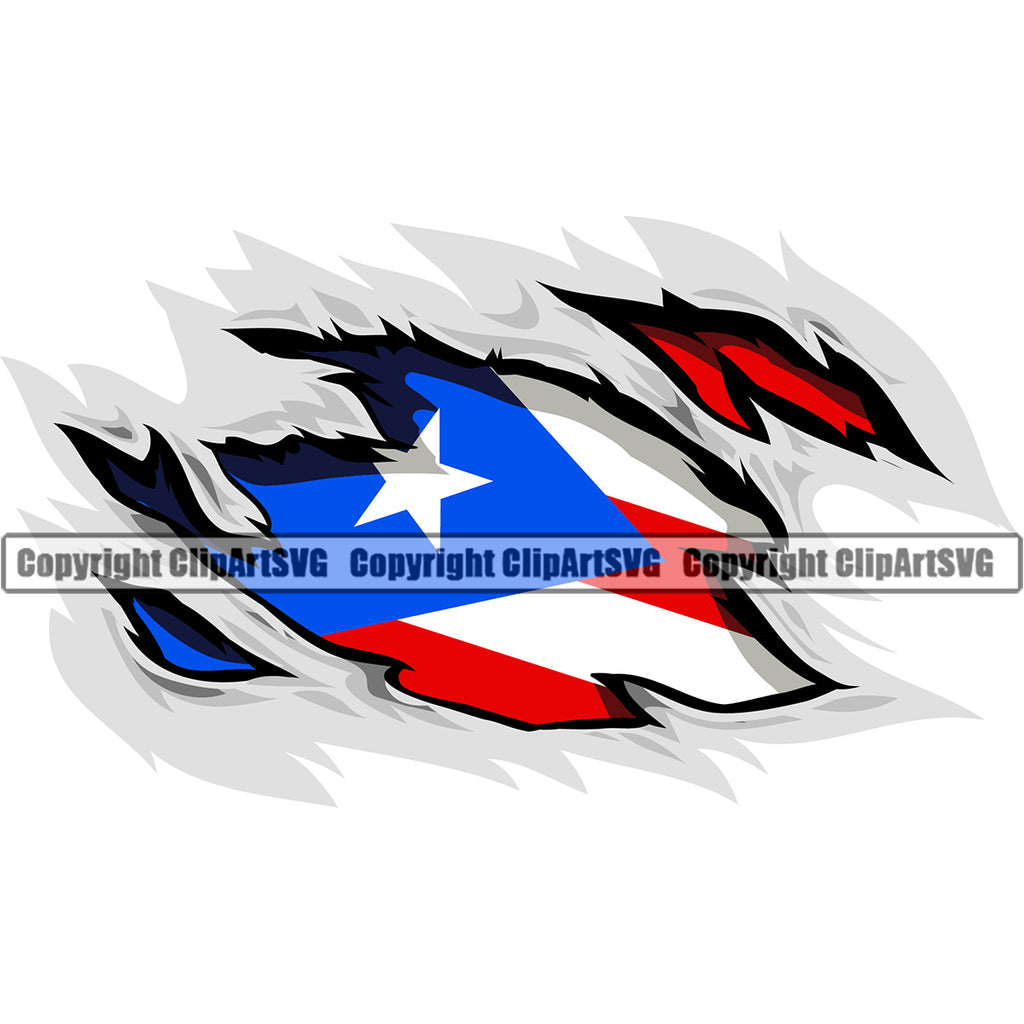 Country Map Nation National Puerto Rico Torn Design Element Color White Background Flag Emblem Badge Rican Symbol Latin Latino Spanish Caribbean Island Icon Global Sign Logo Clipart SVG
