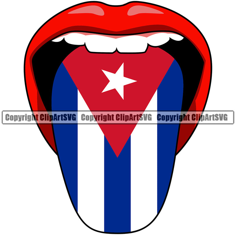 Country Flag Nation National Cuba Tongue Design Element Cuban Flag Color Design Element Latin Latino Latina Spanish Caribbean Badge Icon Latin Latino Latina Spanish Caribbean Official Sign Design Logo Clipart SVG
