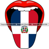 Country Map Nation National Dominican Republic Flag Red Color Lip Tongue Color Design Element Emblem Latino Latina Spanish Caribbean Island Symbol Icon Global Official Sign Logo Clipart SVG