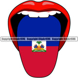 Country Map Nation National Haiti Lips Tongue Open Mouth Color Design Element Haitian Flag Emblem Badge Symbol Icon Global Official Sign Logo Clipart SVG