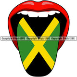 Country Map Nation National Tongue Jamaica Color Lips Design Element Teeth Emblem Badge Jamaican Rasta Reggae Rastafari Caribbean Island Global Official Sign Logo Clipart SVG