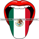 Country Map Nation National Red Lips Open Mouth Mexico Tongue Design Element Emblem Badge Mexican Flag Latin Latino Latina Spanish Caribbean Island Icon Global Official Sign Logo Clipart SVG