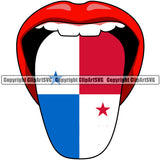 Country Map Nation National Panama Panamanian Flag Tongue Open Mouth Color Design Element Emblem Badge Symbol Icon Global Official Sign Logo Clipart SVG
