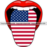 Country Map Nation National Emblem Open Mouth Tongue Color Design Element United States Flag American USA US America Badge Icon Global Official Sign Design Logo Clipart SVG