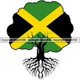 Country Map Nation National Jamaica Tree Roots Born Color Flag Design Element Emblem Badge Symbol Jamaican Rasta Reggae Rastafari Caribbean Island Global Official Sign Logo Clipart SVG