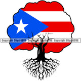 Country Map Nation National Puerto Rico Tree Roots Color Design Element Puerto Flag Emblem Badge Rican Symbol Latin Latino Latina Spanish Caribbean Island Icon Official Sign Logo Clipart SVG