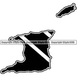 Country Map Nation National Emblem Badge Trinidad Tobago Country Map Black Color Design Element Symbol Icon Trinidad And Tobago Flag Latin Latino Latina Global Spanish Caribbean Island Trinidadians Tobagonians Official Sign Logo Clipart SVG