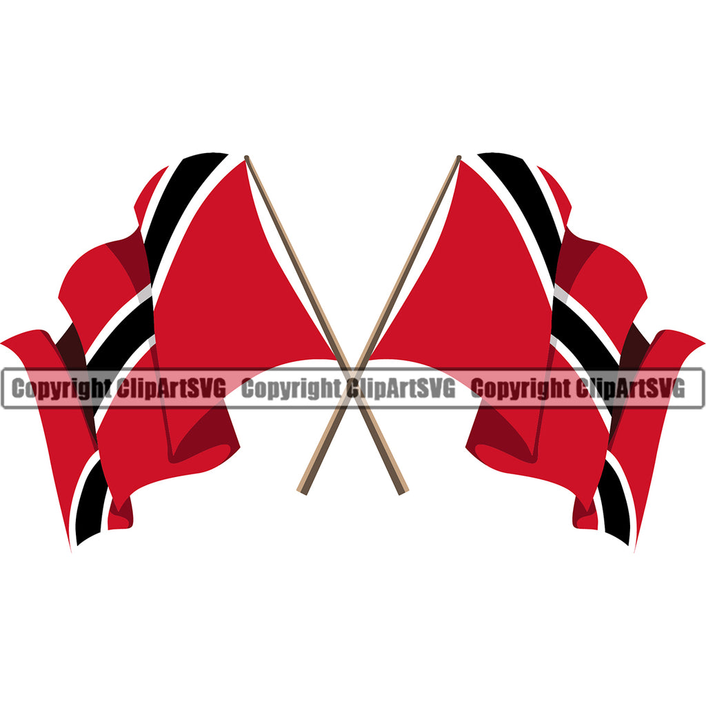 Country Map Nation National Emblem Badge Trinidad Tobago Pole Wavy Flag Crossed Design Element Symbol Icon Trinidad And Tobago Flag Latin Latino Latina Global Spanish Caribbean Island Trinidadians Tobagonians Official Sign Logo Clipart SVG