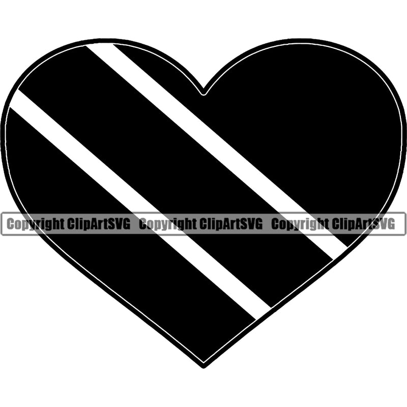 Country Map Nation National Trinidad Tobago Black Heart Design Element Badge Symbol Icon Trinidad And Tobago Flag Latin Latino Latina Global Spanish Caribbean Island Trinidadians Tobagonians Sign Logo Clipart SVG