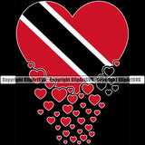 Country Map Nation National Badge Trinidad Tobago Red And Black Color Hearts Falling Design Element Symbol Icon Trinidad And Tobago Flag Latin Latino Latina Global Spanish Caribbean Island Trinidadians Tobagonians Official Sign Logo Clipart SVG