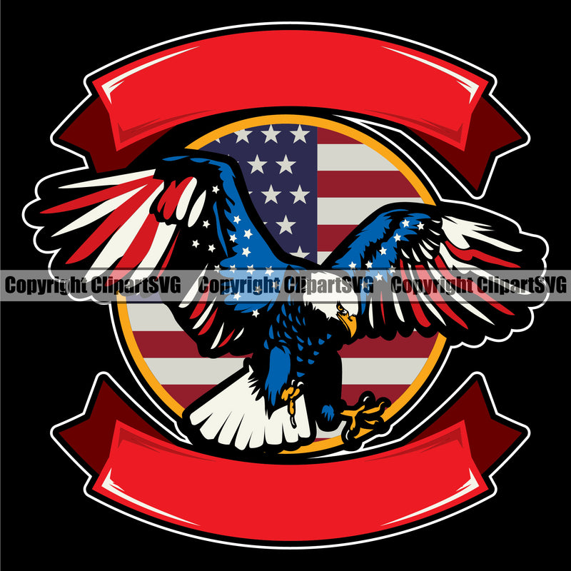 Country Map Nation National Emblem United States Flag Eagle Color Ribbon Design Element American USA US America Badge Icon Global Official Sign Design Logo Clipart SVG