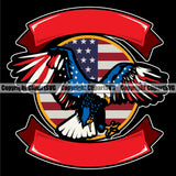 Country Map Nation National Emblem United States Flag Eagle Color Ribbon Design Element American USA US America Badge Icon Global Official Sign Design Logo Clipart SVG