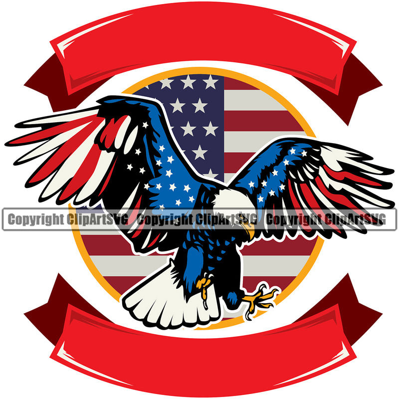 Country Map Nation National Emblem United States Ribbon Red Color Eagle Design Element Flag American USA US America Badge Symbol Icon Global Official Sign Design Logo Clipart SVG