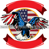 Country Map Nation National Emblem United States Ribbon Red Color Eagle Design Element Flag American USA US America Badge Symbol Icon Global Official Sign Design Logo Clipart SVG