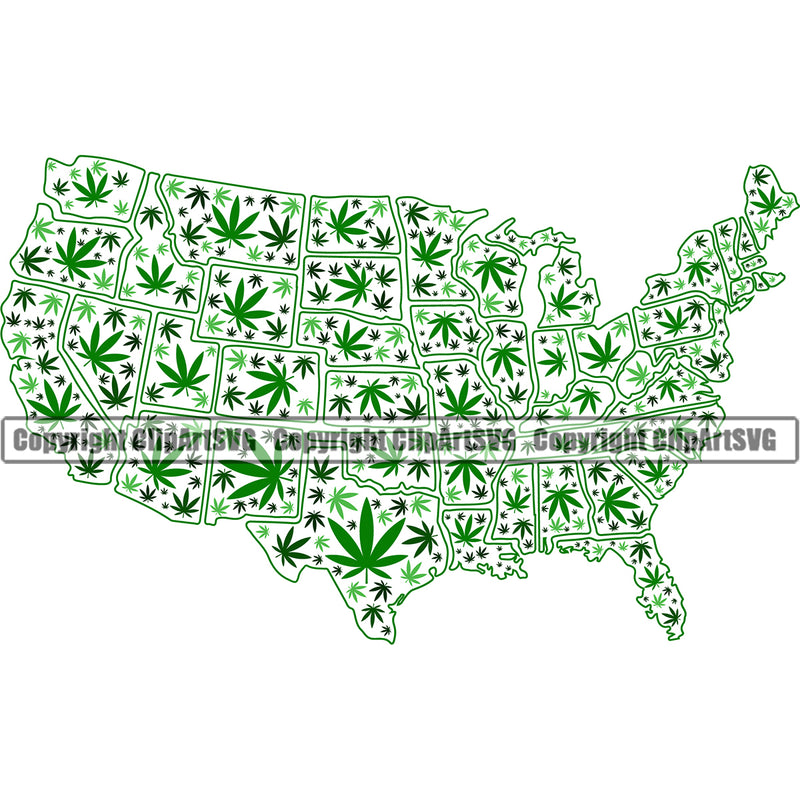 Country Map Nation Marijuana States Green Color Design Element Emblem United States Flag American USA US America Badge Symbol Icon Global Official Sign Design Logo Clipart SVG