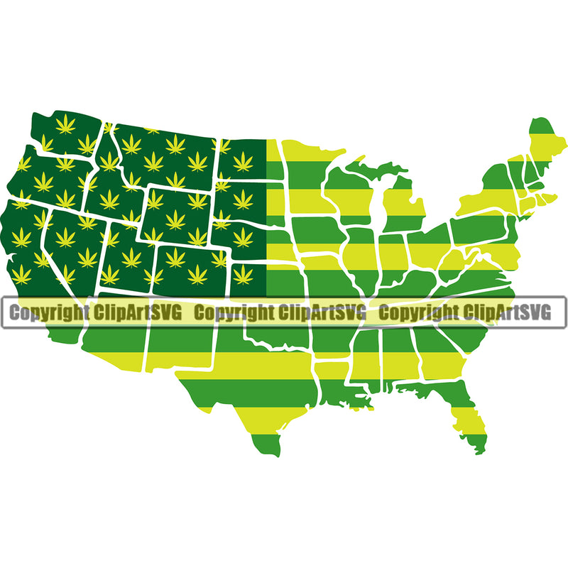 Country Map Nation National Emblem United States Flag Marijuana States Green Color Design Element American USA US America Badge Symbol Global Official Sign Design Logo Clipart SVG