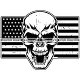 Country Map Nation National Emblem United States Flag Under Skull Skeleton Smile Face Design Element American USA US America Badge Symbol Icon Global Official Sign Design Logo Clipart SVG