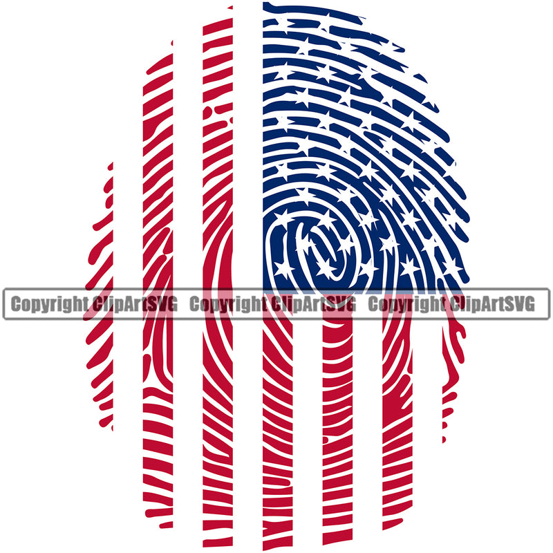 Country Map Nation National Fingerprint Color Design Element United States Flag American USA US America Badge Icon Global Official Sign Logo Clipart SVG