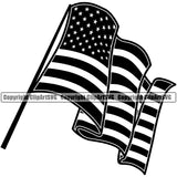 Country Map Nation National Emblem United States Flag Pole Wavy Design Element American USA US America Badge Symbol Icon Global Sign Design Logo Clipart SVG
