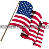 Country Map Nation National Emblem United States Flag Color Pole Wavy Design Element American USA US America Badge Icon Global Official Sign Logo Clipart SVG