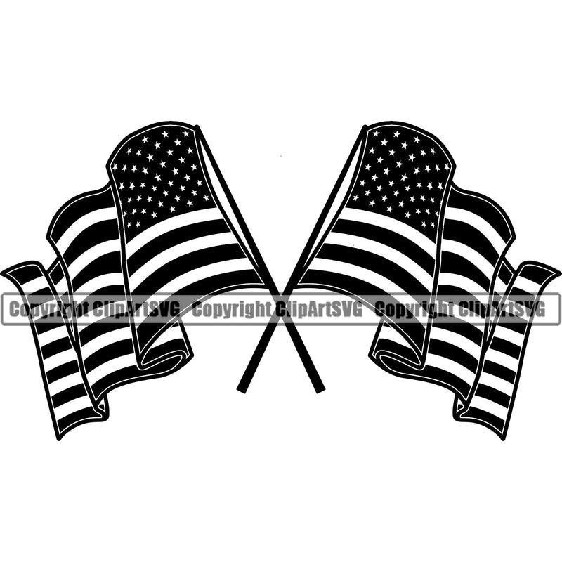 Country Map Nation National Emblem United States Flag Pole Wavy Crossed Design Element American USA US America Badge Symbol Icon Global Official Sign Design Logo Clipart SVG