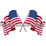 Country Map Nation National Emblem United States Flag Pole Wavy Color Crossed Design Element American USA US America Badge Symbol Icon Global Official Sign Design Logo Clipart SVG