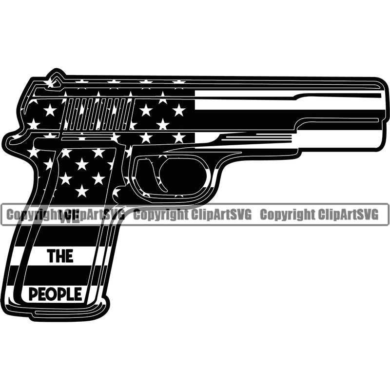 Country Map Nation National Emblem United States Flag Gun Pistol Design Element American USA US America Badge Symbol Icon Global Official Sign Design Logo Clipart SVG